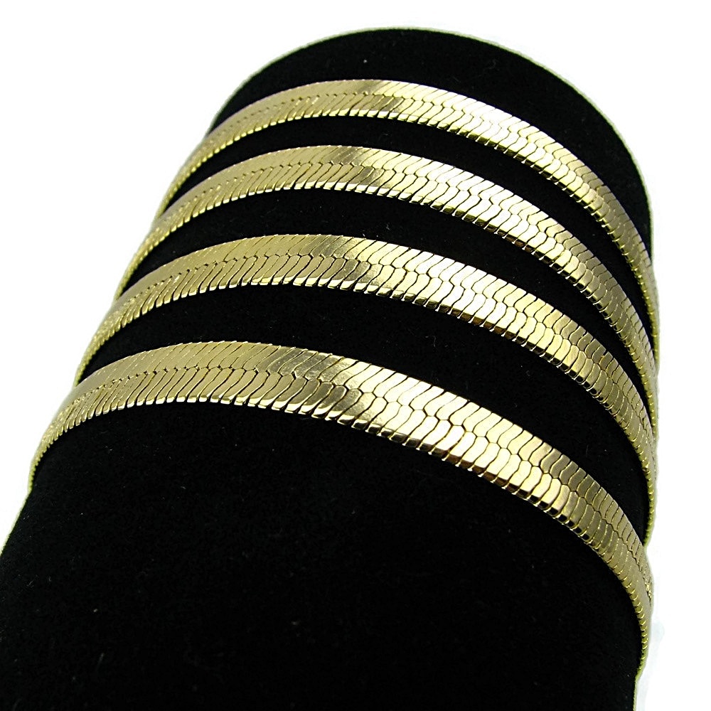 Hip Hop 14K Stamped Herringbone Gold PT 4mm to 14mm, 20″ 24″ 30″ Chain Necklace