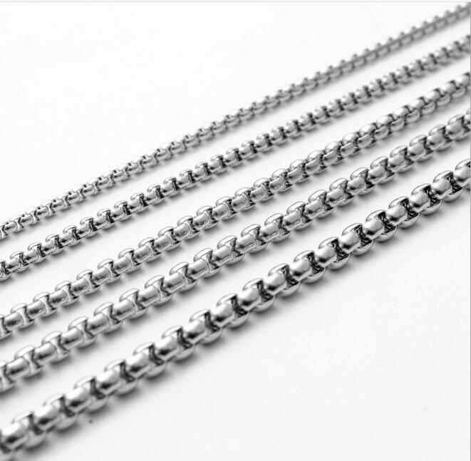 2/3/4/5/MM Men’s Chain Stainless Steel Round Box Link Necklace 20-32 inch hot yc