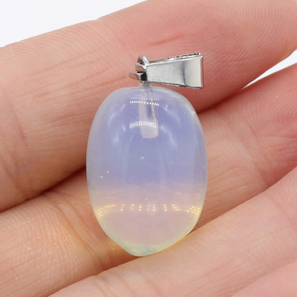 20 Pcs Natural Egg Shape Chakra Crystal Agate Stone Pendants for Jewelry Making