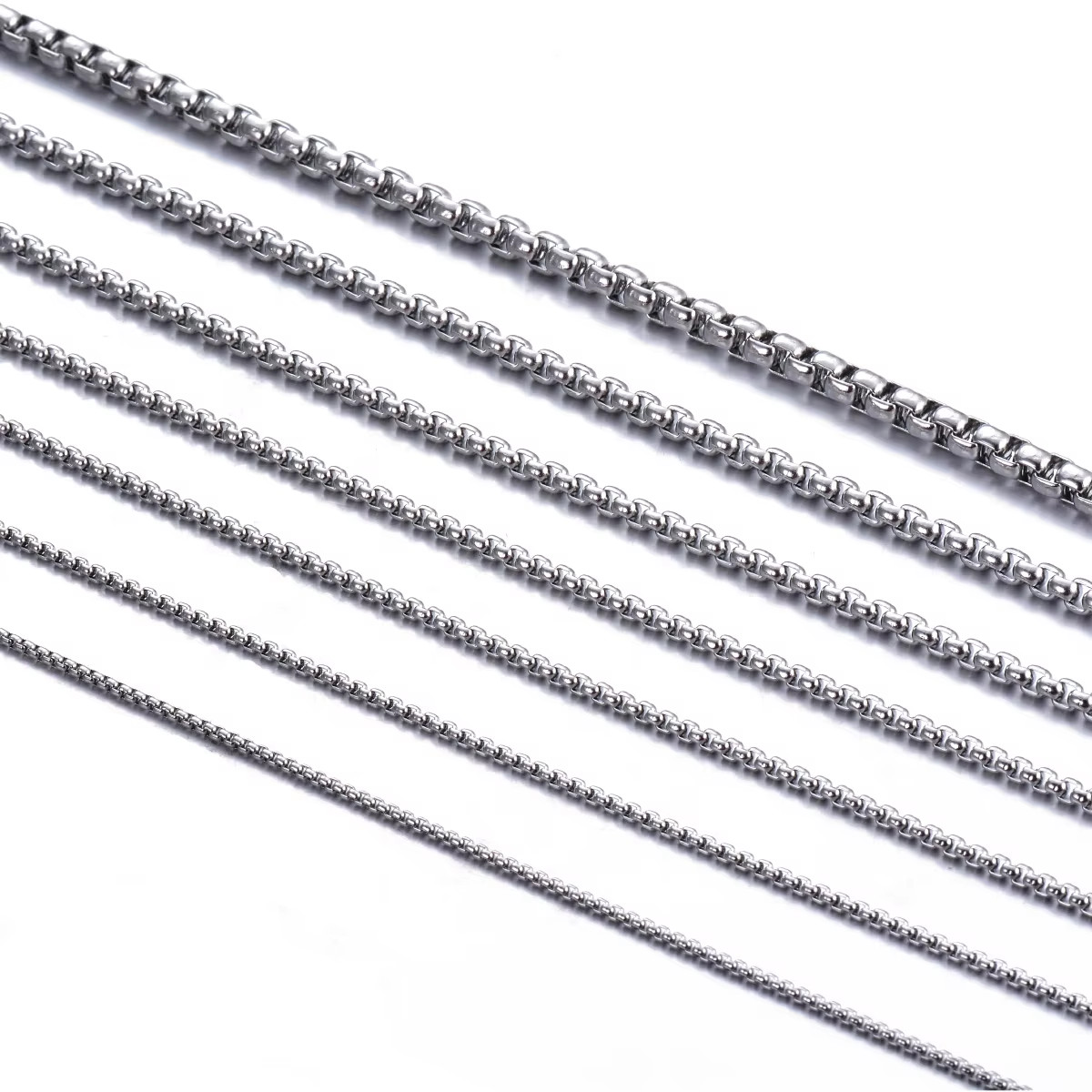 1Pc Stainless Steel Square Rolo Stainless Steel Chain Necklace Round Box Necklac