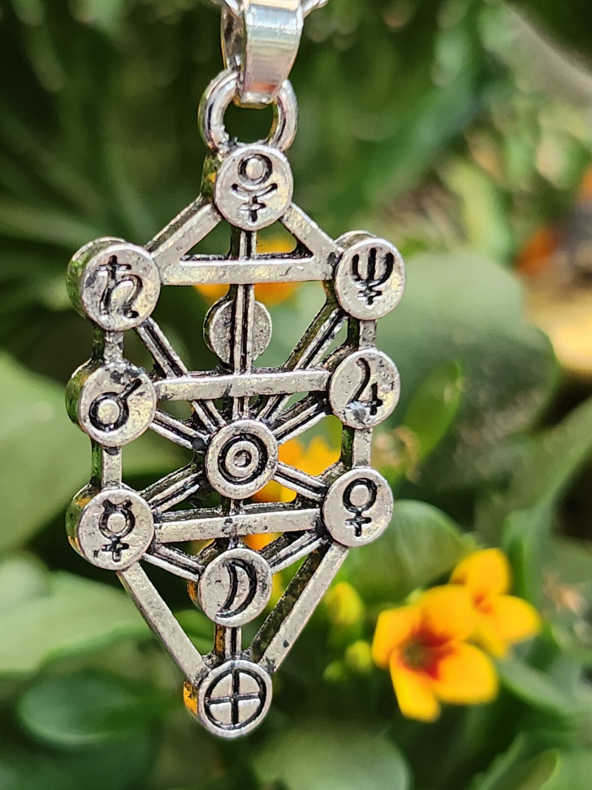 Tree of Life Kabbalah Pendant Necklace Geometric Silver Jewish Sefirot Jewellery