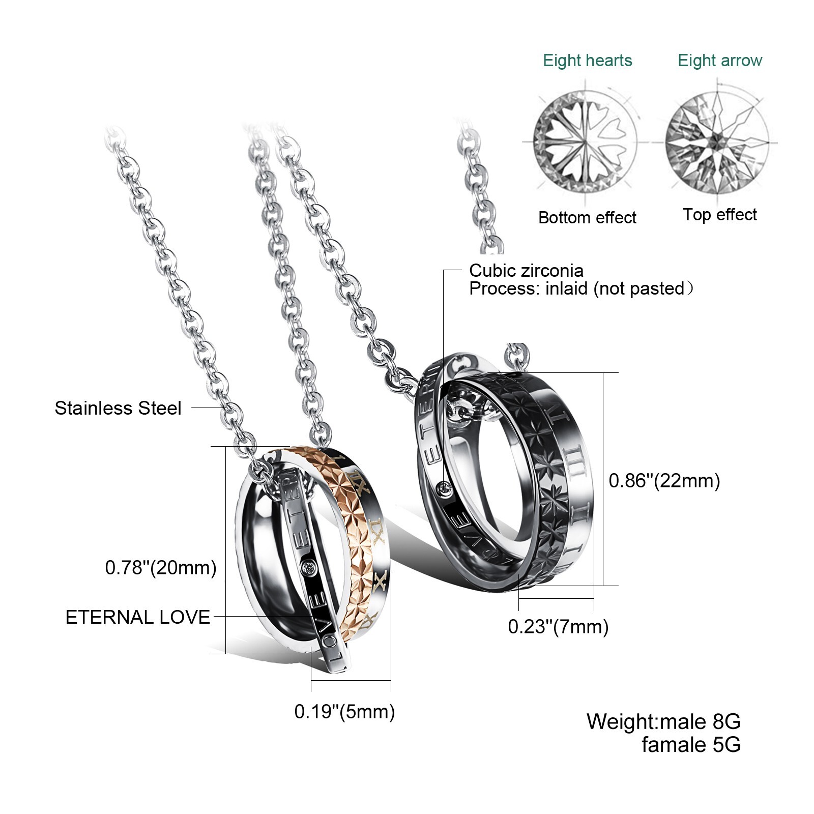 n456 Couple Stainless Steel Pendant Necklace Fashion Bling for Boy girls Lover