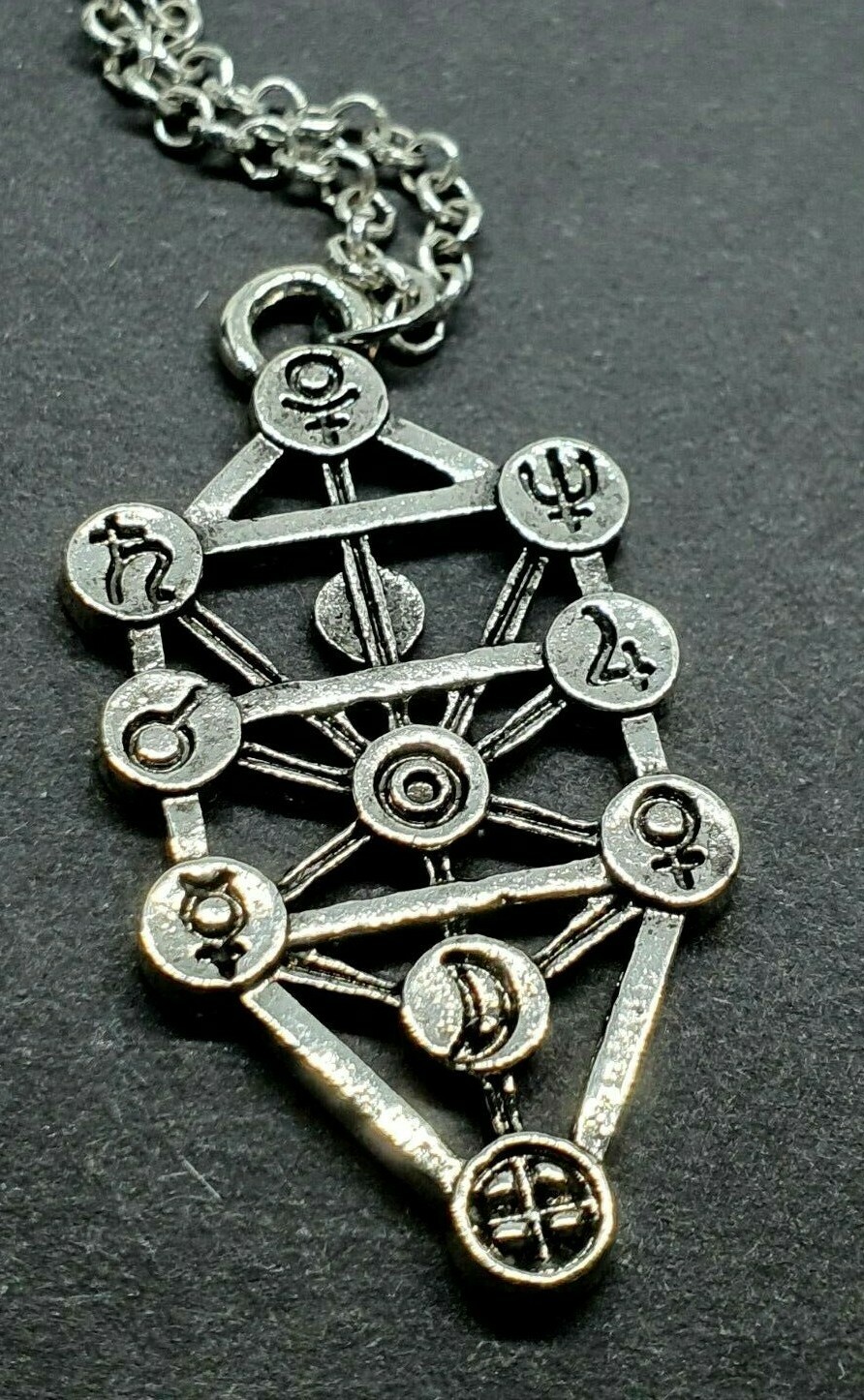 Tree of Life Kabbalah Pendant Necklace Geometric Silver Jewish Sefirot Jewellery