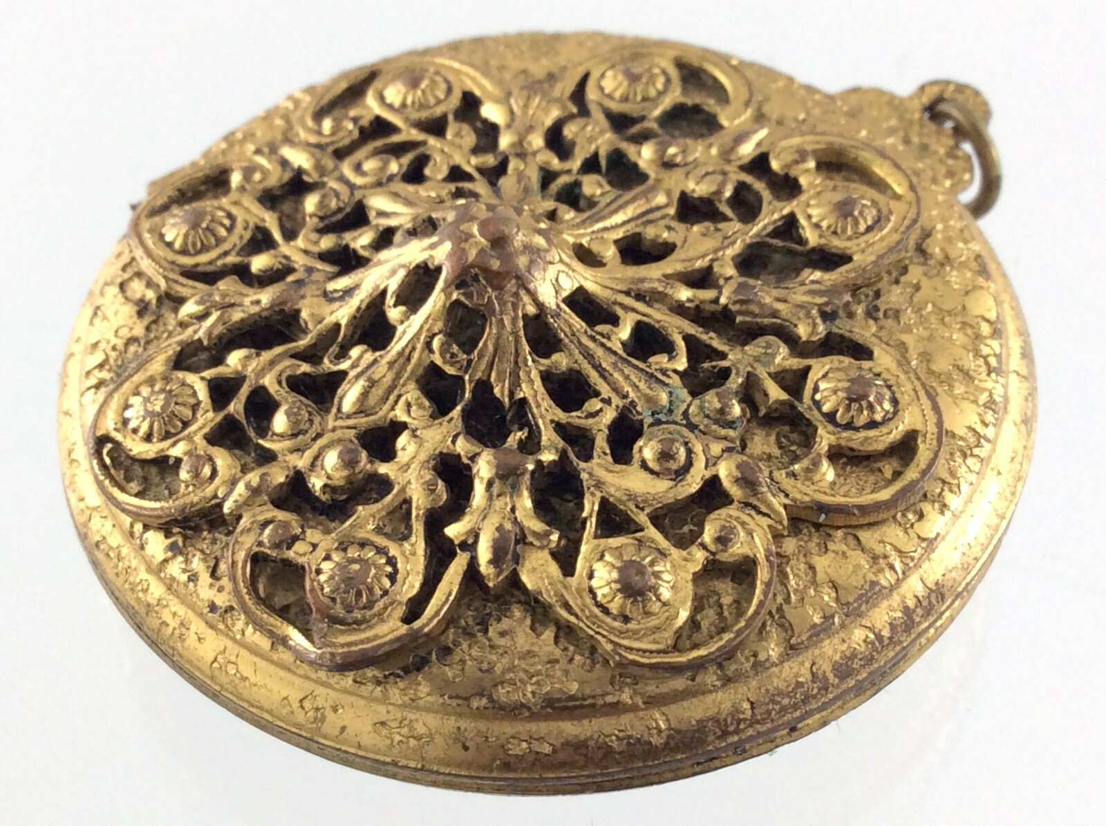 Vintage MCM Mid Century Modern Photo Locket Pendant Gold Tone Empty V170