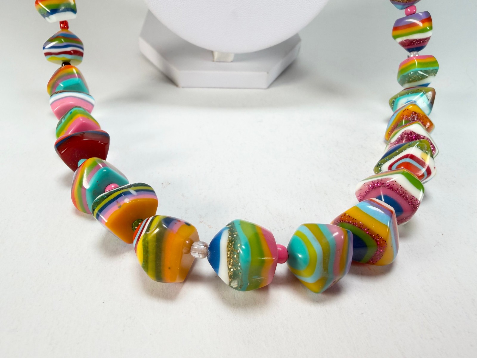 Jackie Brazil “Camille Liquorice Stripes x Kandinsky Small Stones 110cm Necklace
