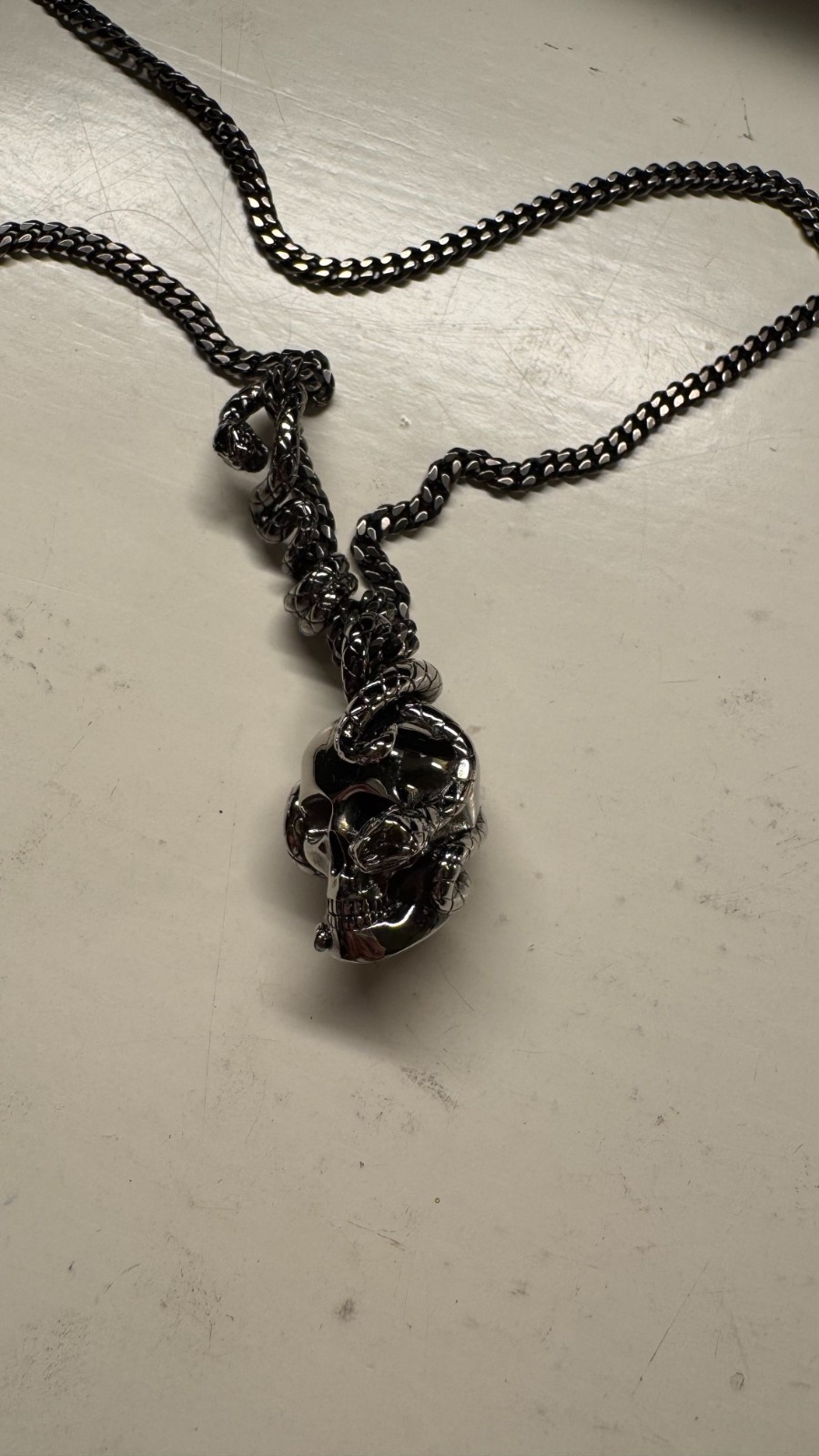 Alexander McQueen Skull Snake Silver Necklace – Excellent