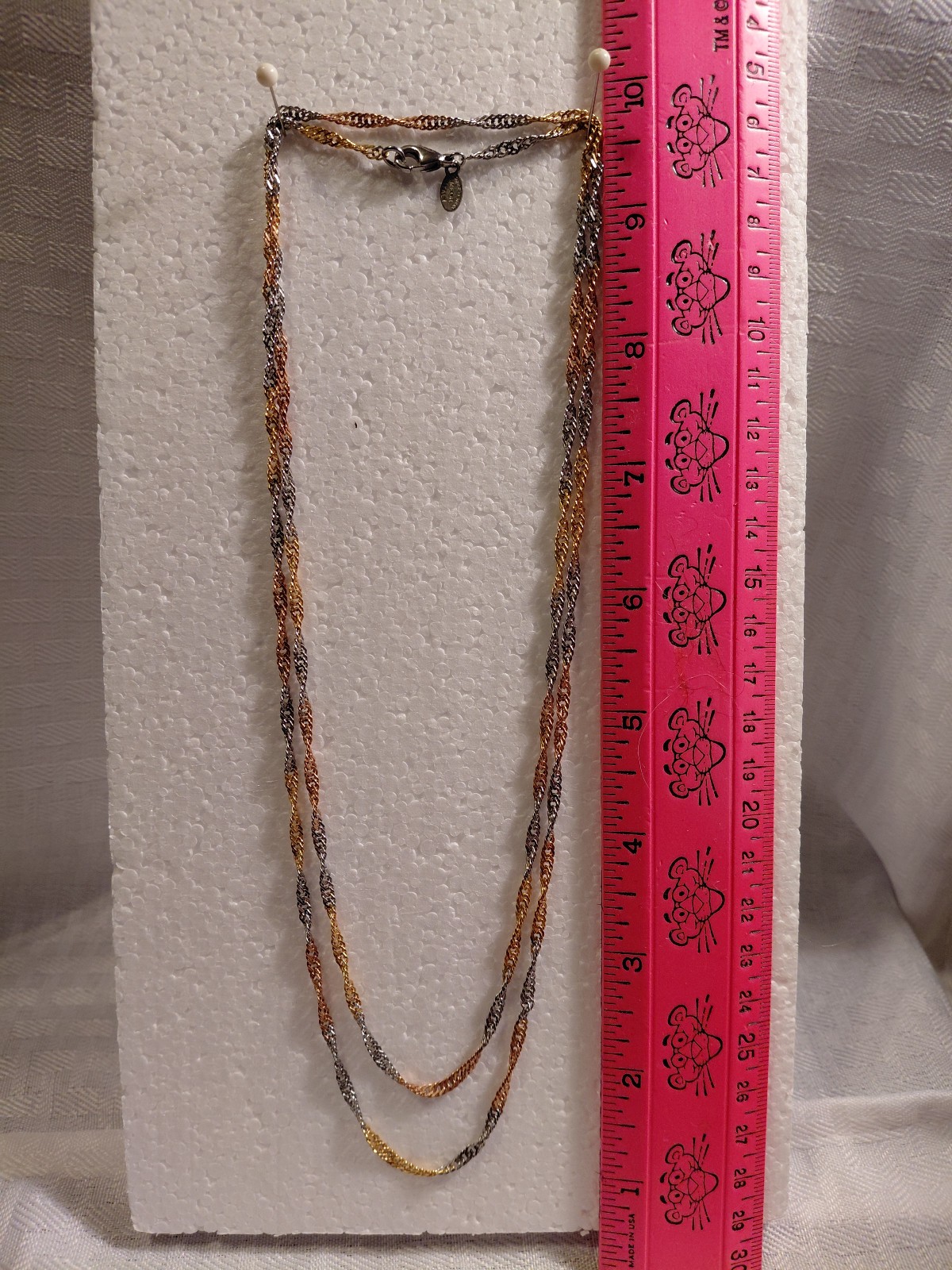 MILOR Stainless Steel Tricolor Bronze Silver Gold Twist Necklace Chain 38” Italy