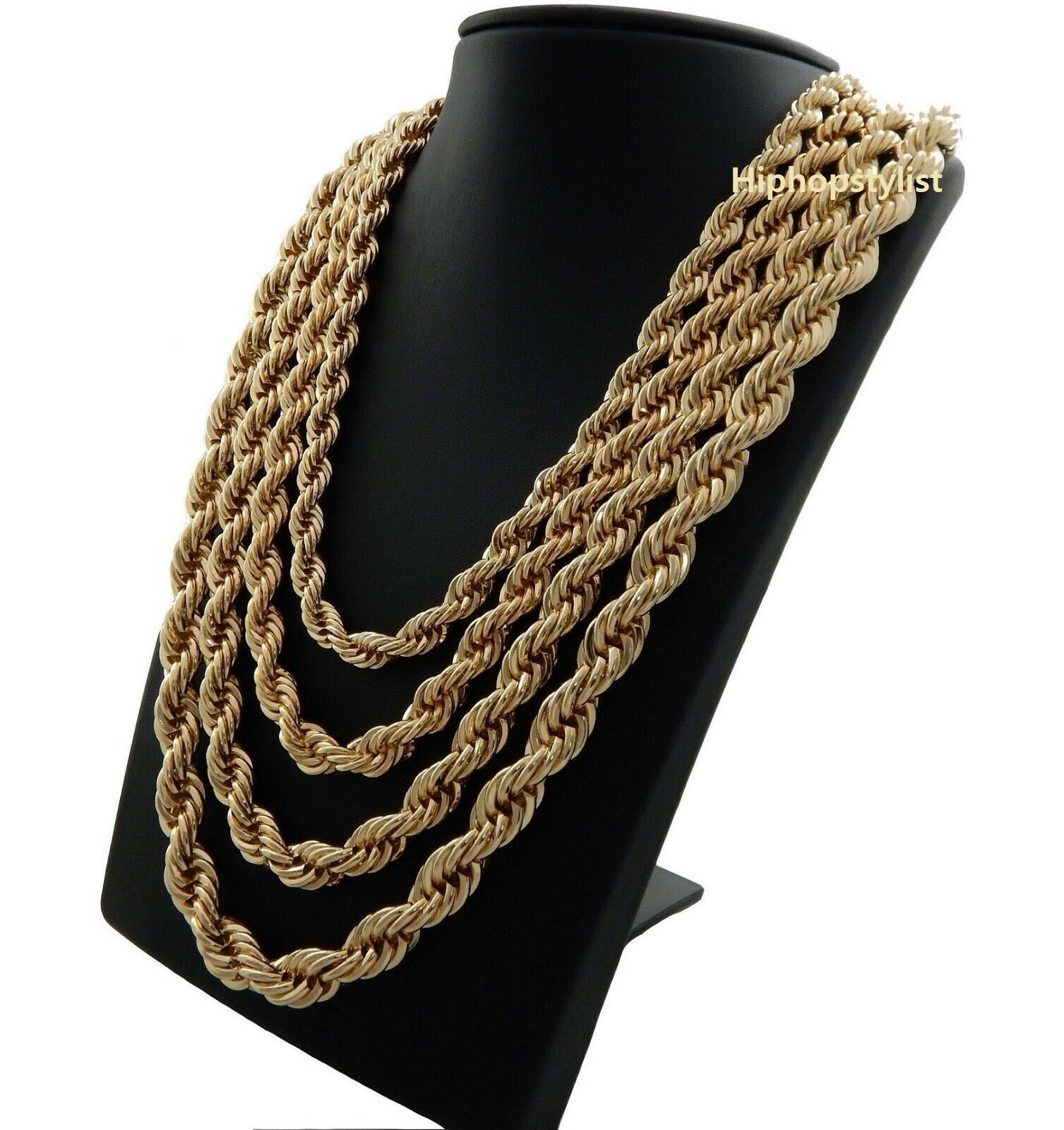 Hip Hop Rope Chain Necklace 16″ 18″ 20″ 22″ 24″ 26″ 30″ inch 14K Gold Plated..