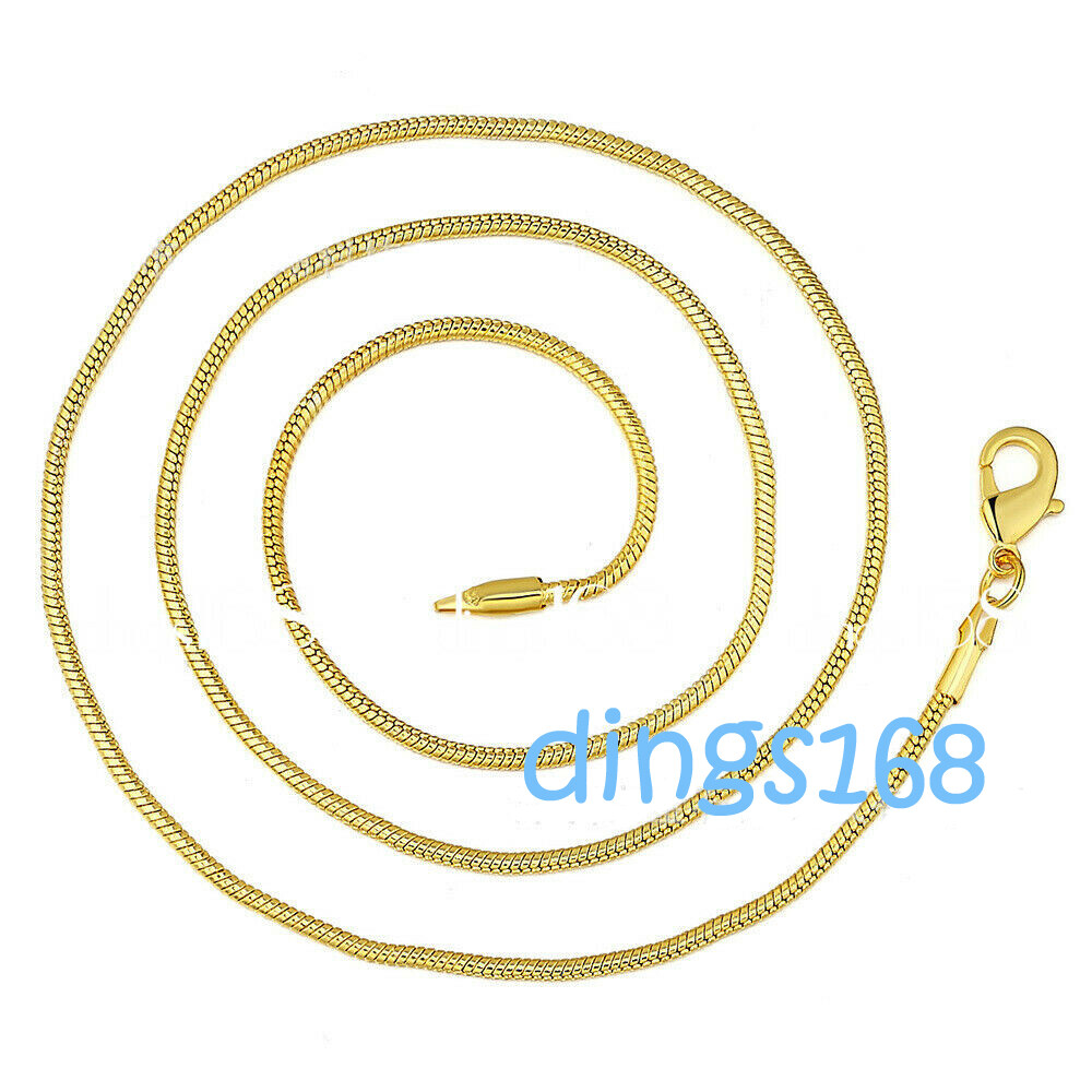 Genuine 18K Yellow Gold Filled Italian 1.6mm Round Snake Chain Necklace 16″-38″