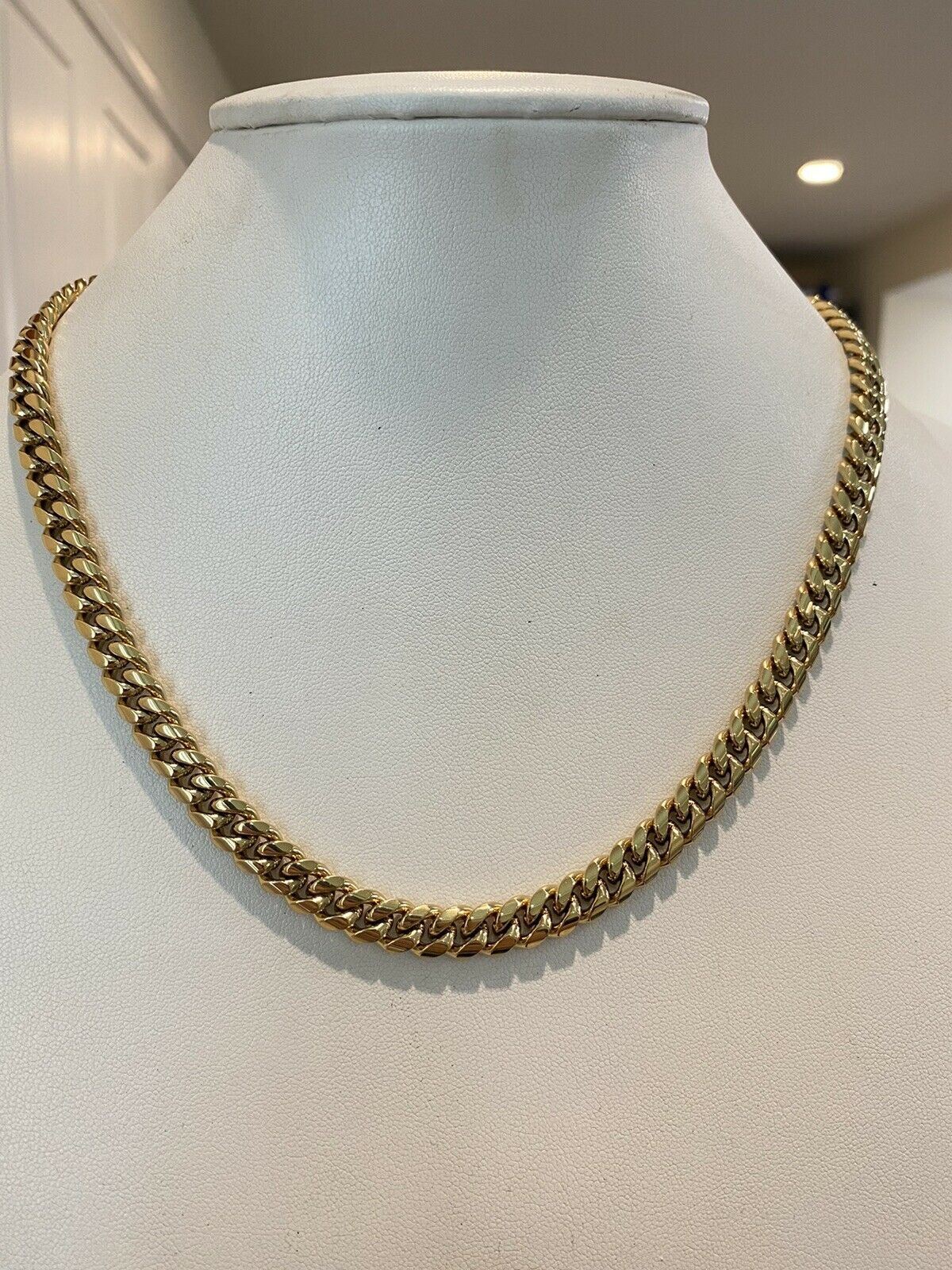 Real Miami Cuban Link Chain 14k Gold Plated Stainless Mens Necklace Choker 8mm