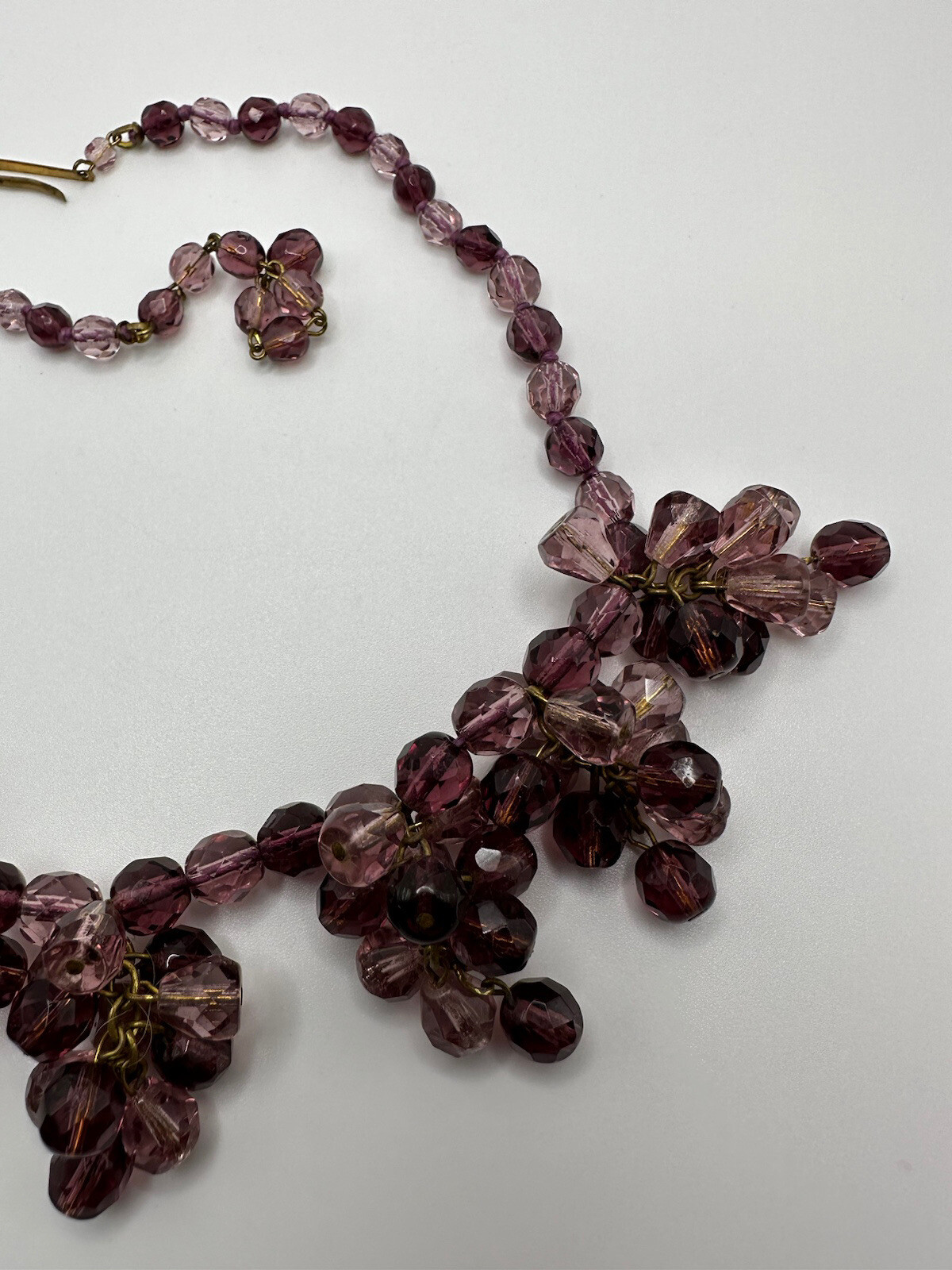 Vintage Western Germany Purple Crystal Bib Statement Necklace 16″ NB6