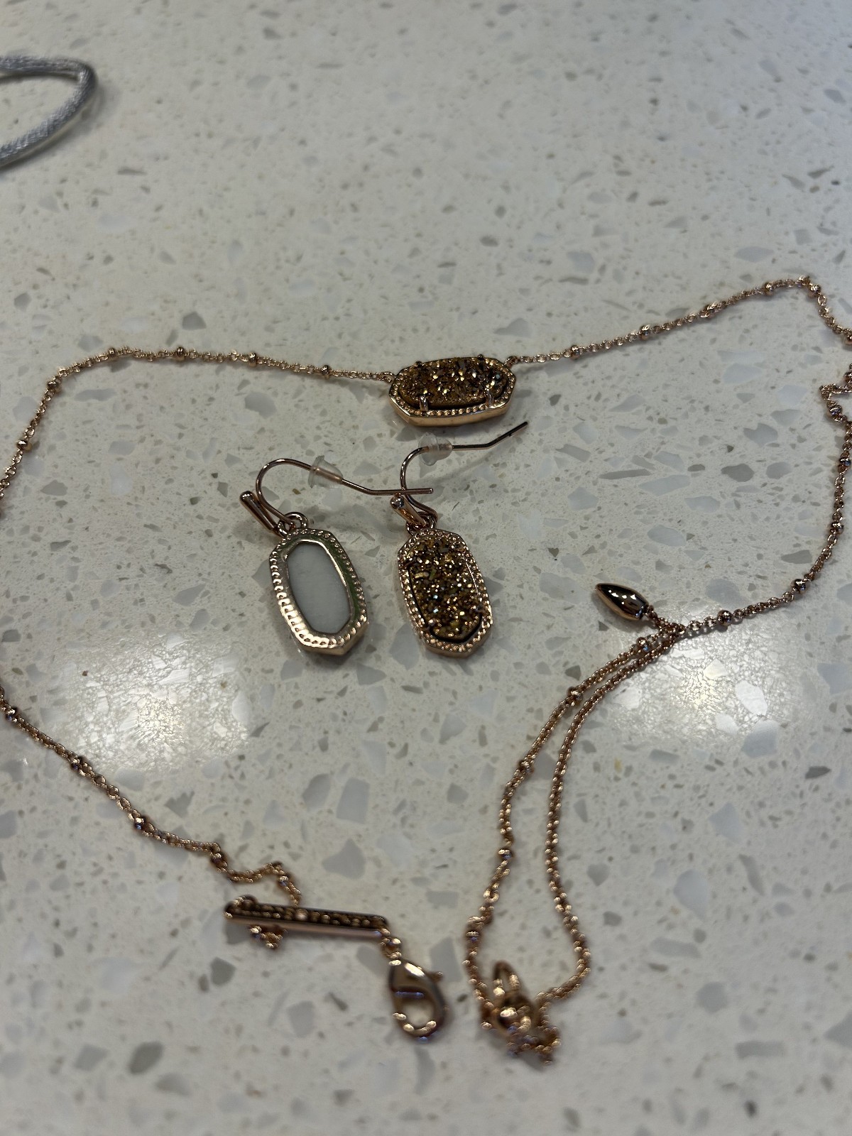 Kendra Scott Elisa rose gold drusy pendant and earrings (new)