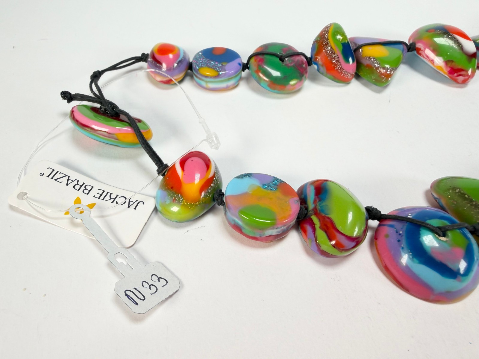Jackie Brazil “Indiana” Kandinsky Multi-Bead Medium Resin 70cm Necklace (N0033)