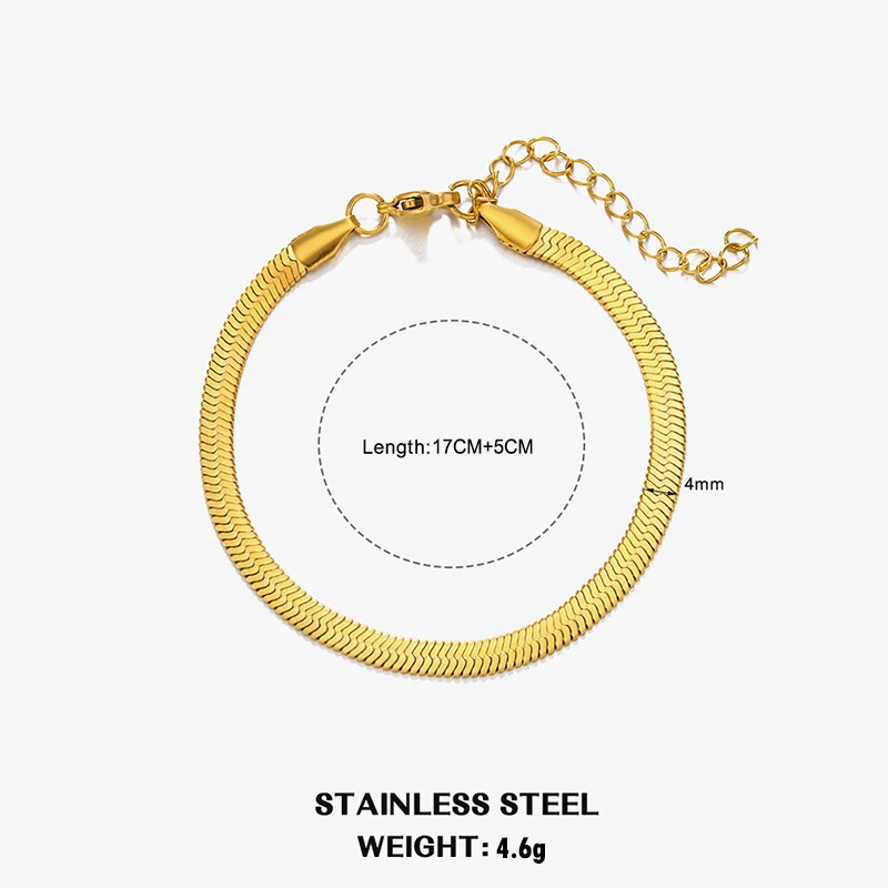 Stainless Steel Snake Chain Choker Necklace Gold Silver Herringbone Unisex Ad