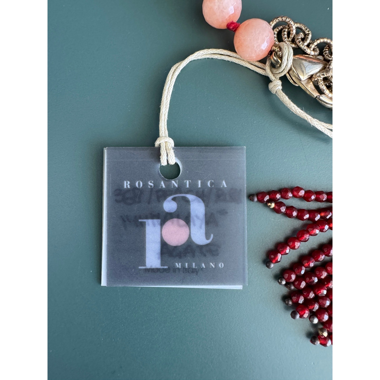 Rosantica Milano Tassel Necklace Women OS Peach Ruby Agate Himalaya NWT