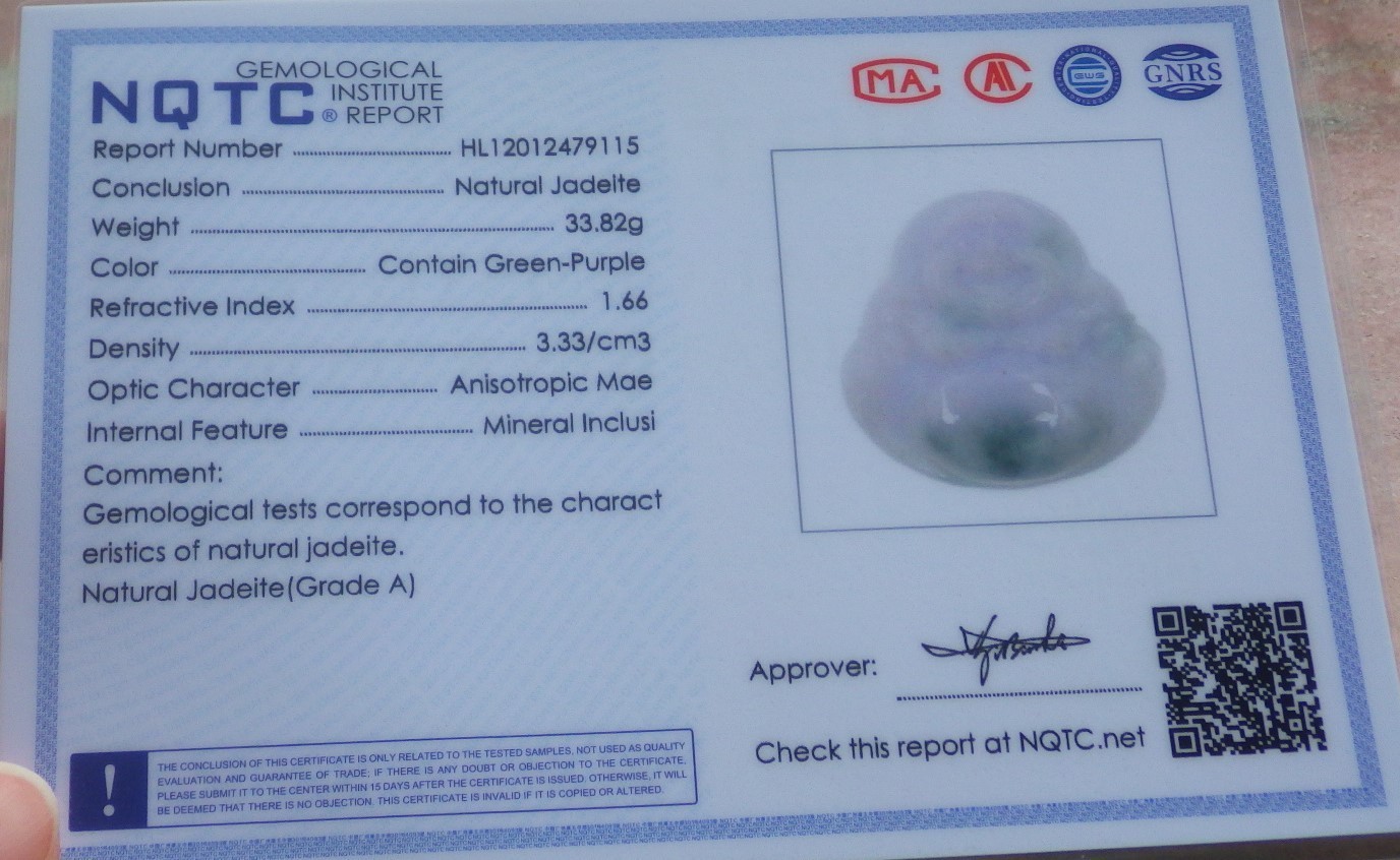 Video Certified Green Natural A Jade jadeite Pendant Buddha God 开心佛 133439