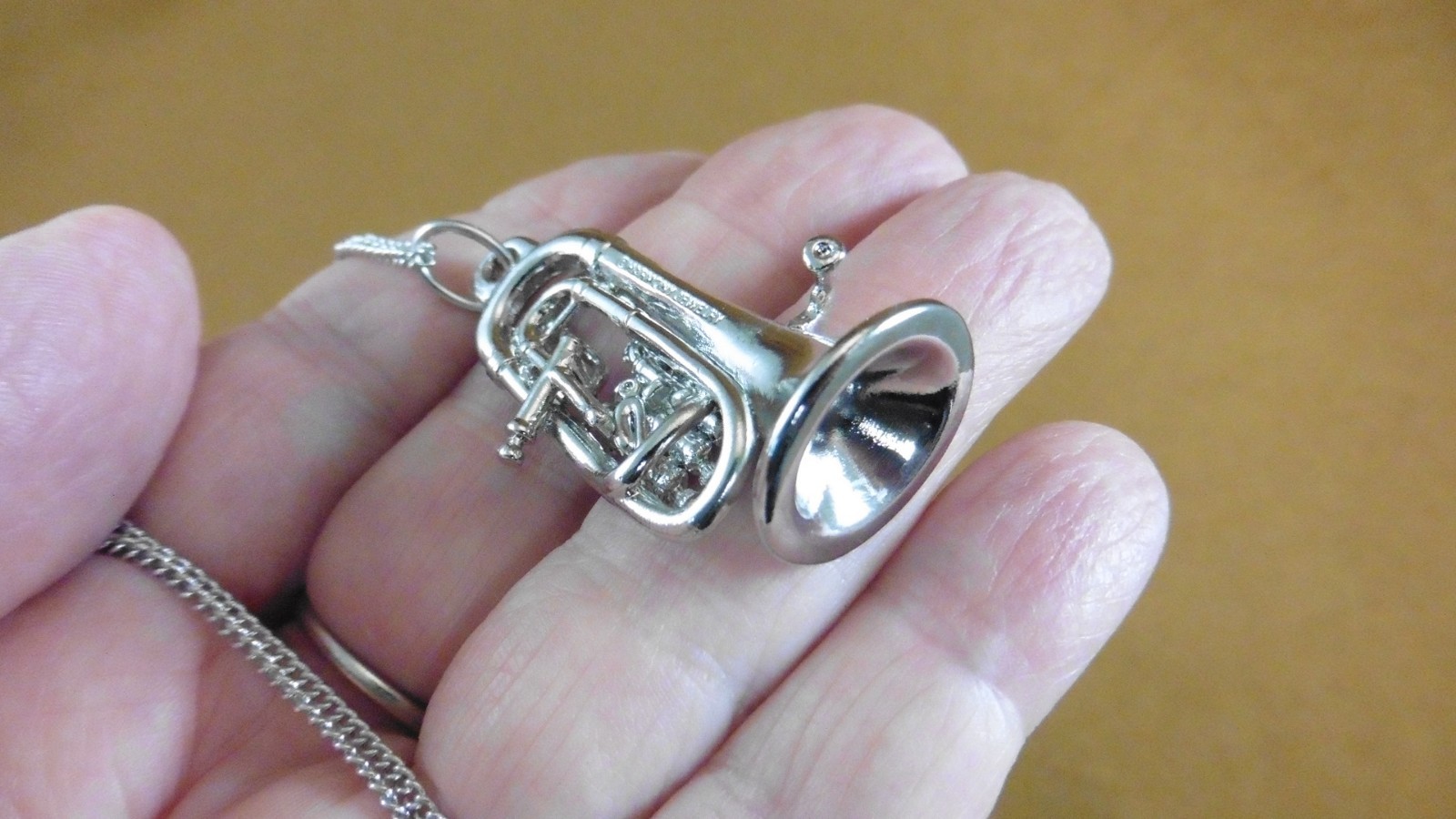 (#M203-F) EUPHONIUM Silver Nickel PENDANT NECKLACE Jewelry instrument