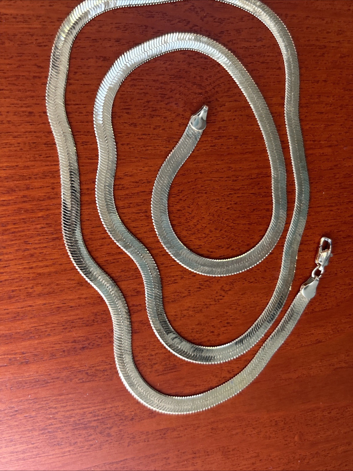 Bright Gold Plated 30” Herringbone Chain Necklace For Men Or Women 4mm Unisex