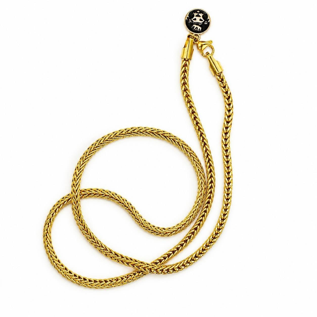 Authentic King Ice 4mm Franco Chain 26″ Gold Tone Lion Tag Hip Hop Necklace VTG