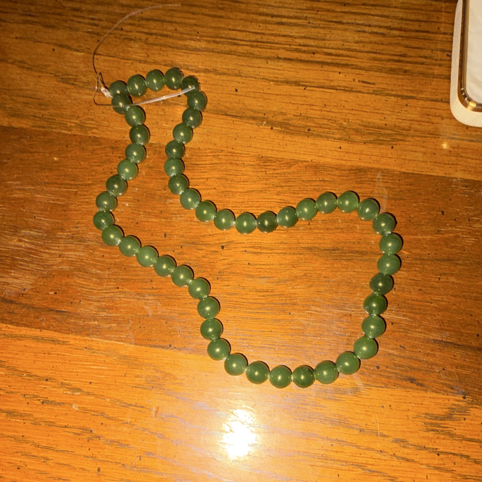 16” strand of real natural dark green nephrite jade beads 7mm beads