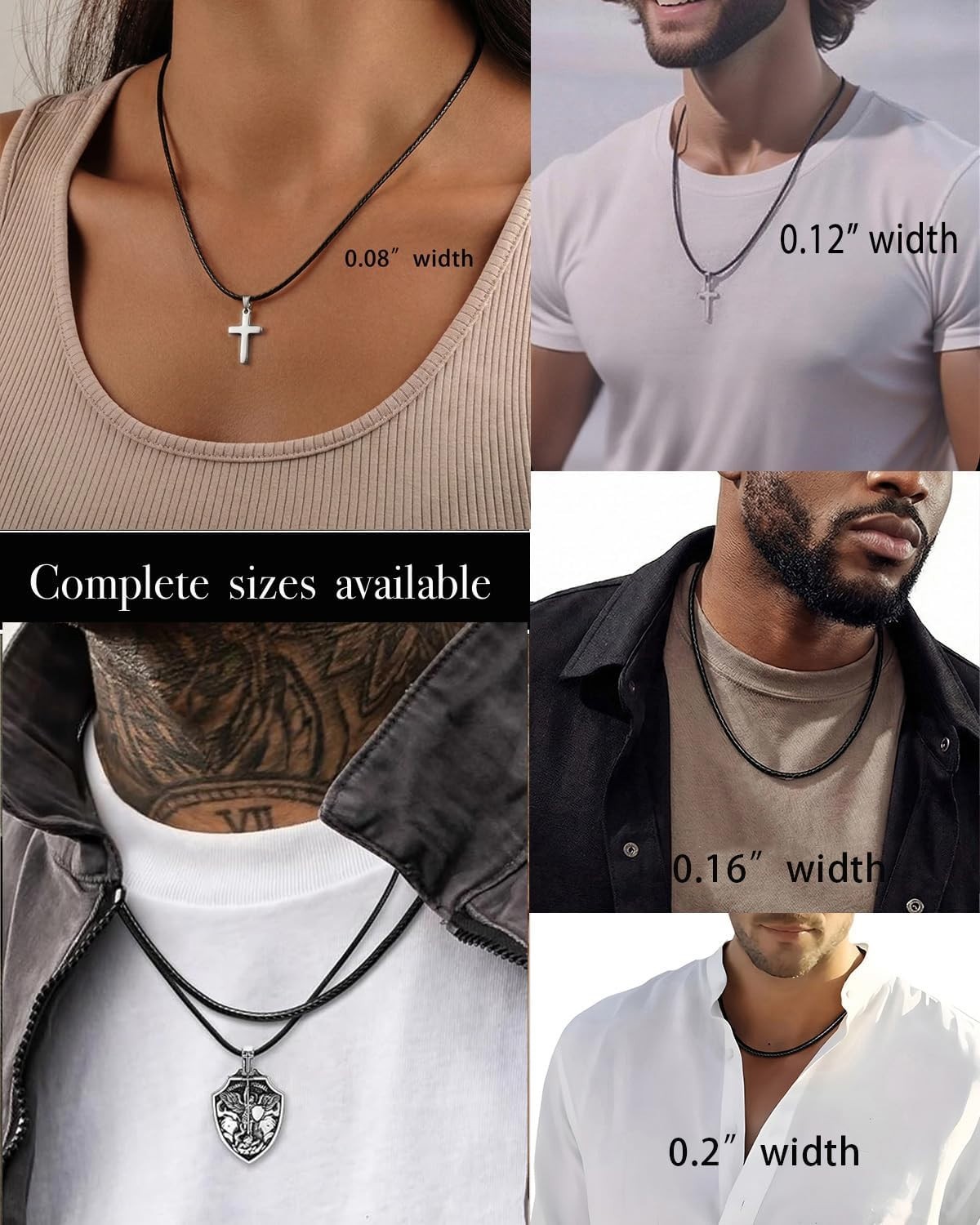 2/3/4/5MM Width Waterproof Comfortable Braided Leather Chain Cord with Stainl…