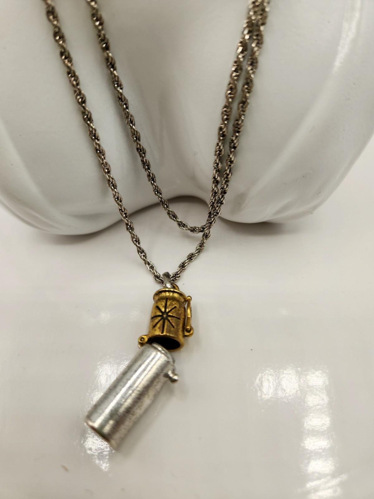 Hultquist Copenhagen Vintage Scent Perfume Bottle Pendant Necklace Silver Rope