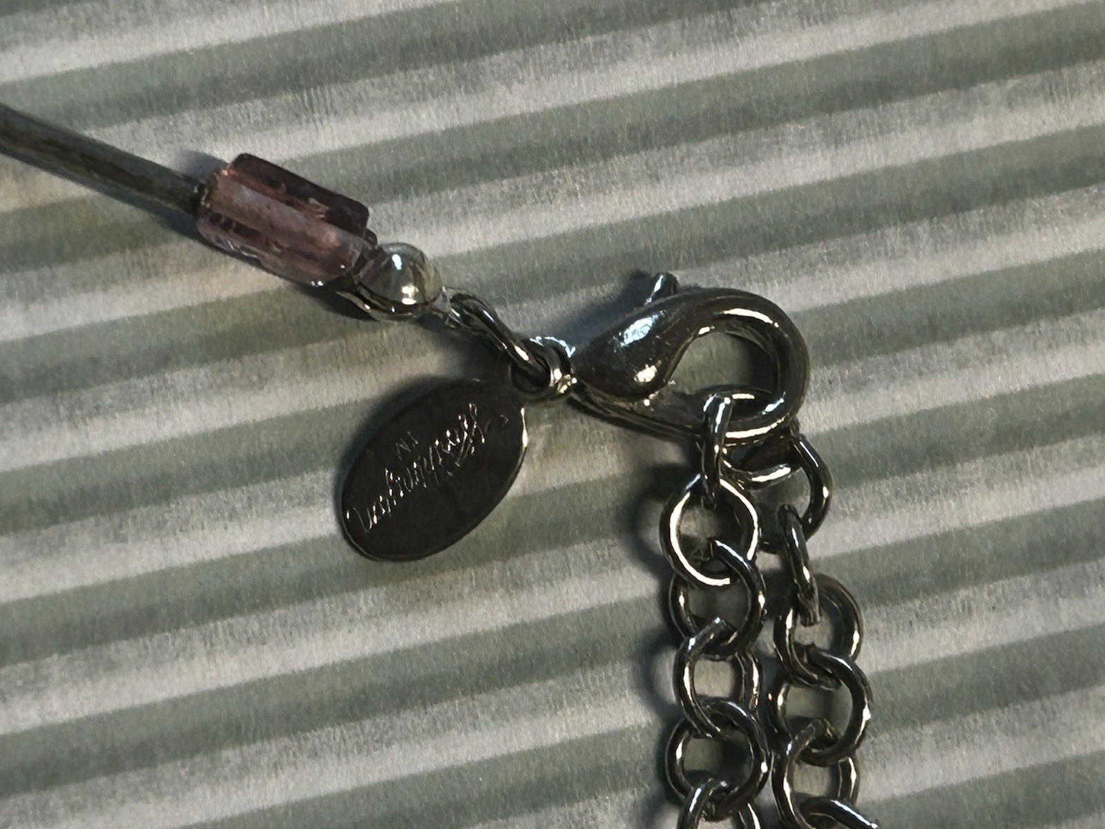 Worthington Pink Gray Beaded Necklace Silver Tone Adjustable Minimalist