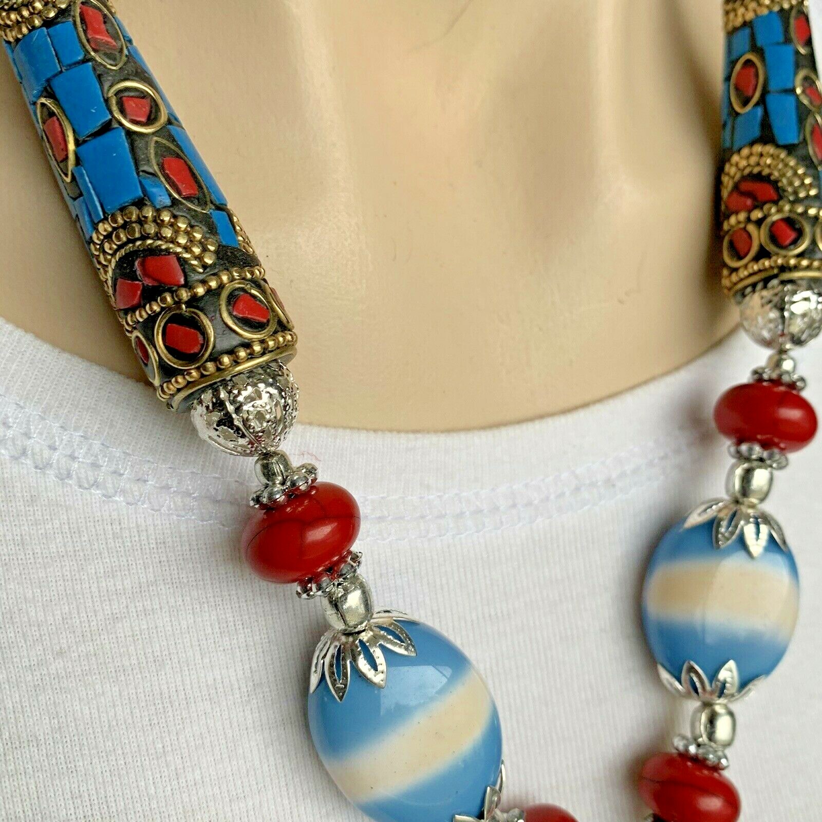 Handmade Necklace – Nepalese Tibetan Tribal Ethnic Coral Lapis Jewellery NL-106