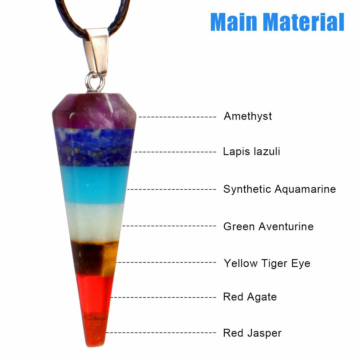 7 Chakra Natural Stone Energy Pendant Necklace Yoga Reiki Healing Amulet Gifts