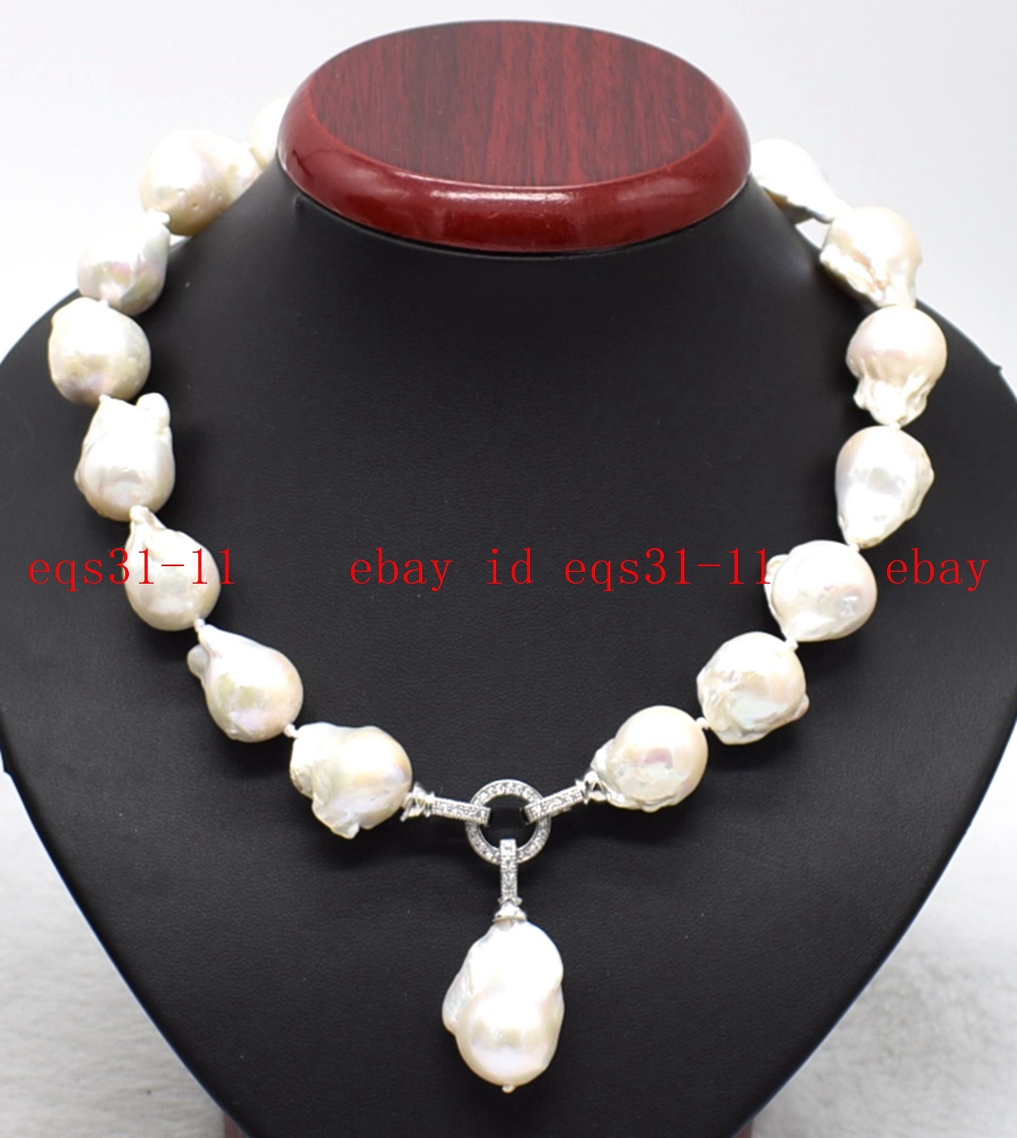Natural 15x20mm White Freshwater Cultured Baroque Pearl Pendant Necklace 16-28″