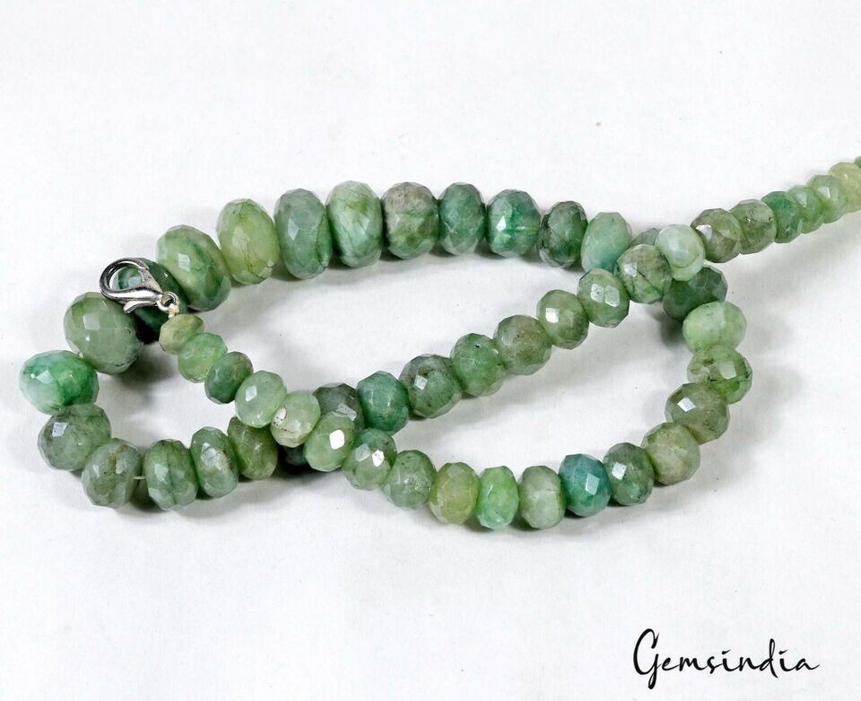 990 Cts Natural Brazilian Green Emerald Round Beaded Single Strand Necklace 22″