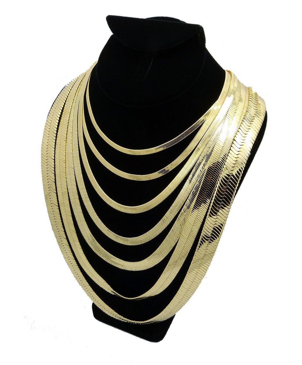 Hip Hop 14K Stamped Herringbone Gold PT 4mm to 14mm, 20″ 24″ 30″ Chain Necklace