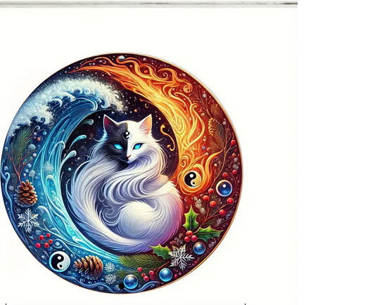 YING YANG CAT ART Pendant on plated 925 Silver 20″ 22″ Necklace Women Gold Gift