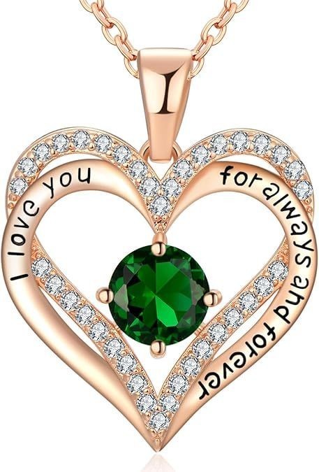 925 Sterling Silver CZ Birthstone Heart Pendant Necklace Forever Love Gift