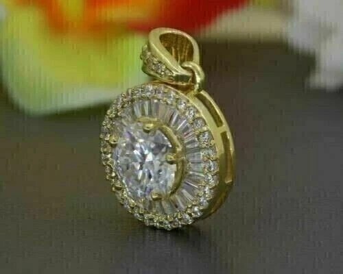 2.50Ct Round Cut Simulated Diamond Women’s Pretty Pendant 14k Yellow Gold Plated