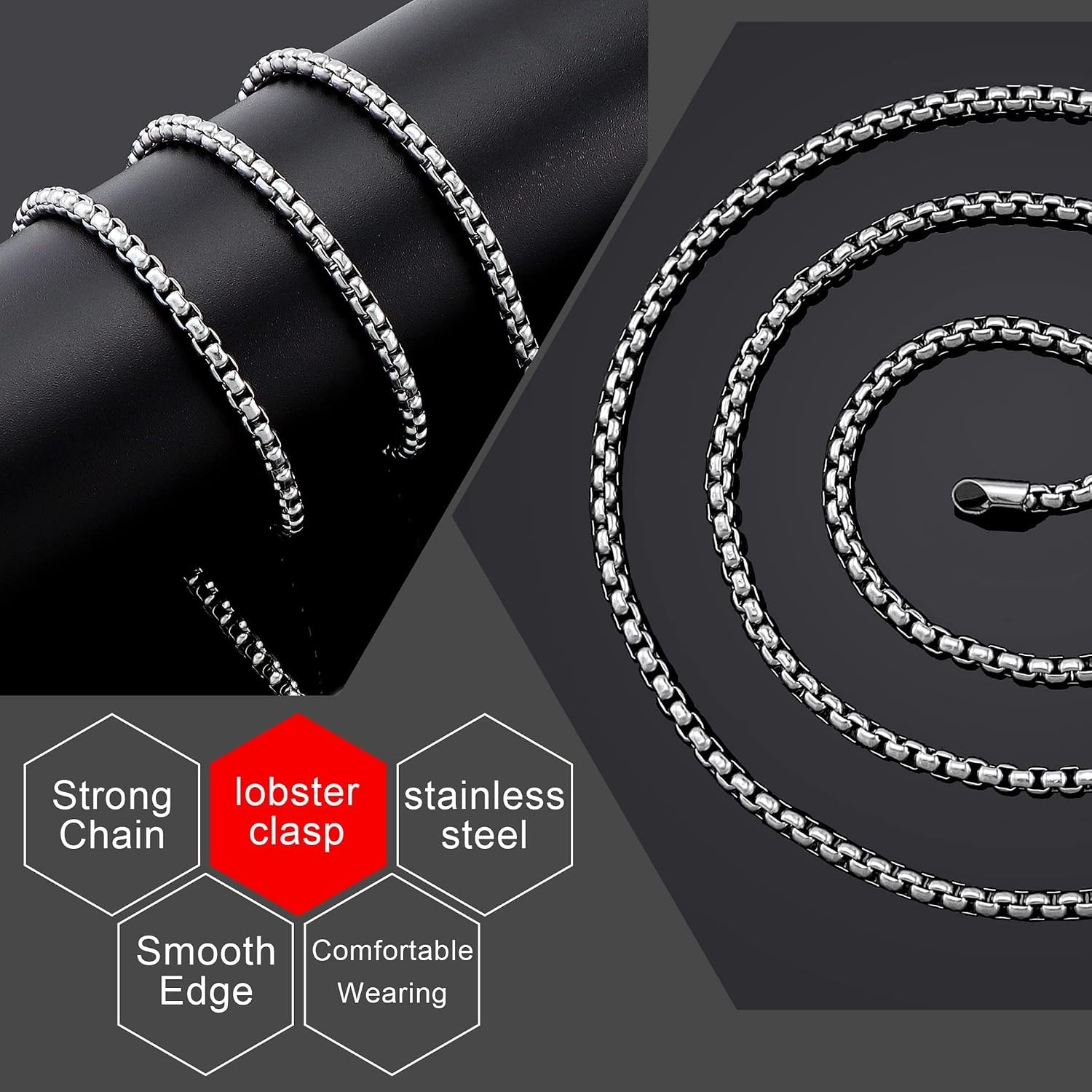 Gift-Ready 16-Inch Rolo Chain Necklace in Durable Stainless Steel – Unisex Style