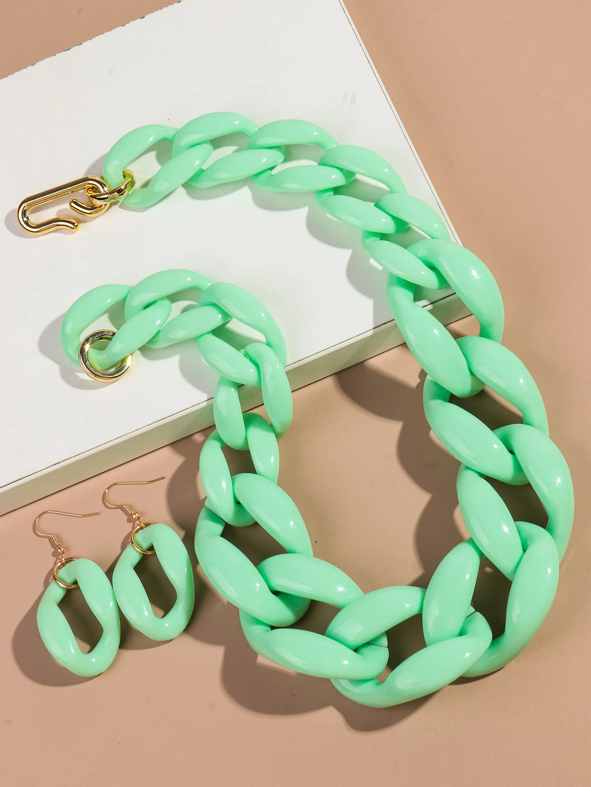 Acrylic Link Chain Necklace Chunky Statement 50cm Party Collar Women Jewelry