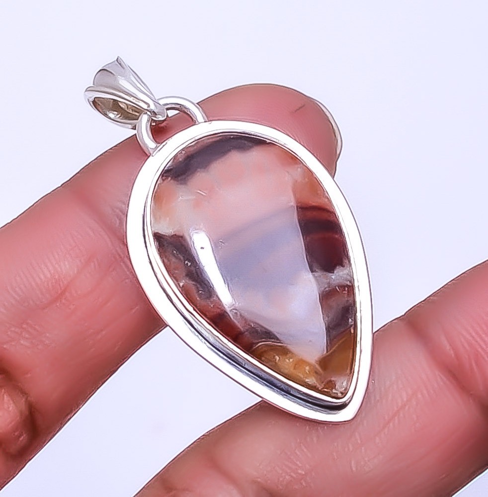 Wave Dolomite – Mexico Gemstone 925 Sterling Silver Pendant 1.56″ P_9359_150_26