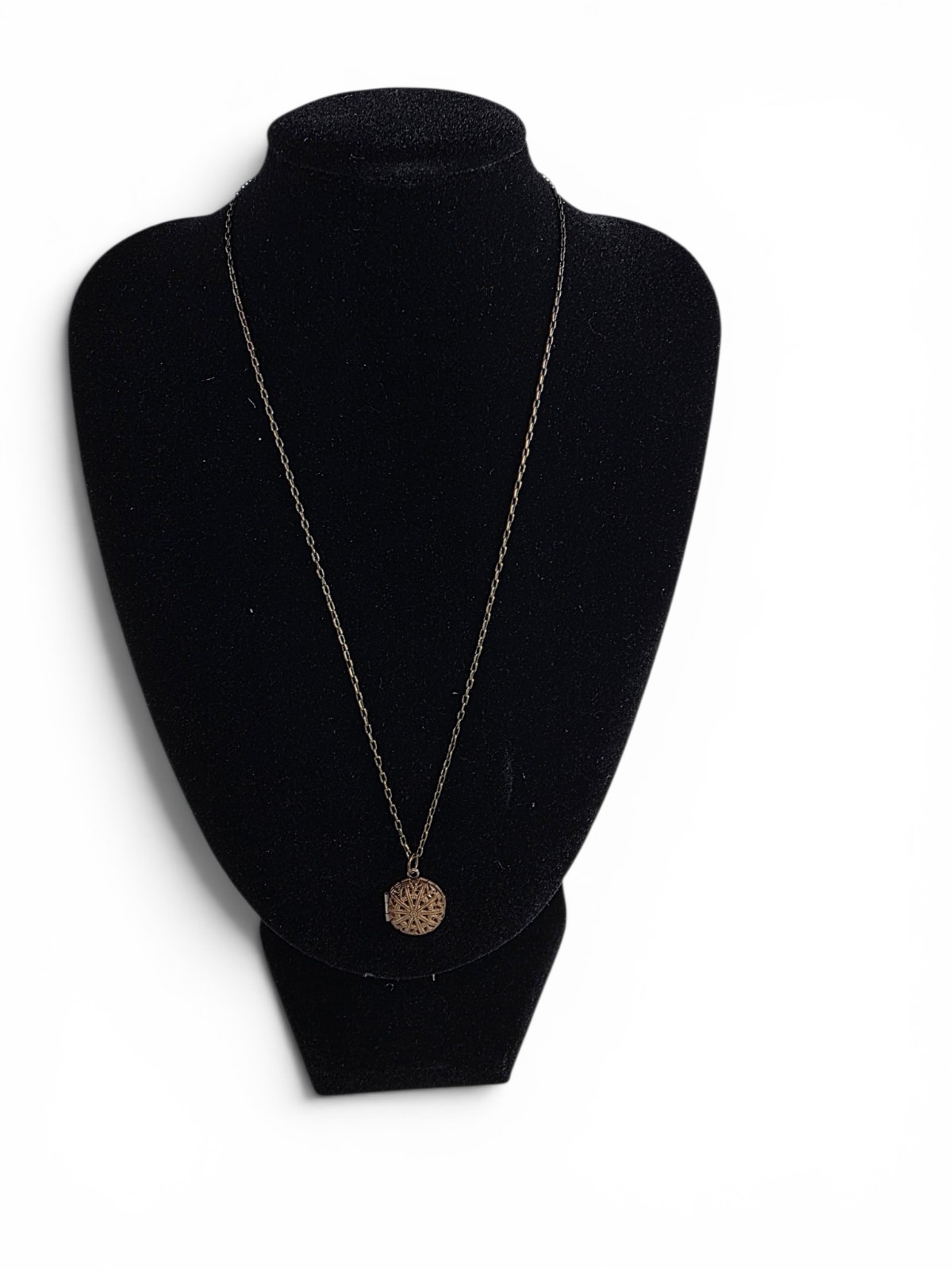 Tiny Vintage Locket Pendant Necklace, Gold & Silver Tone Metal Cable Chain