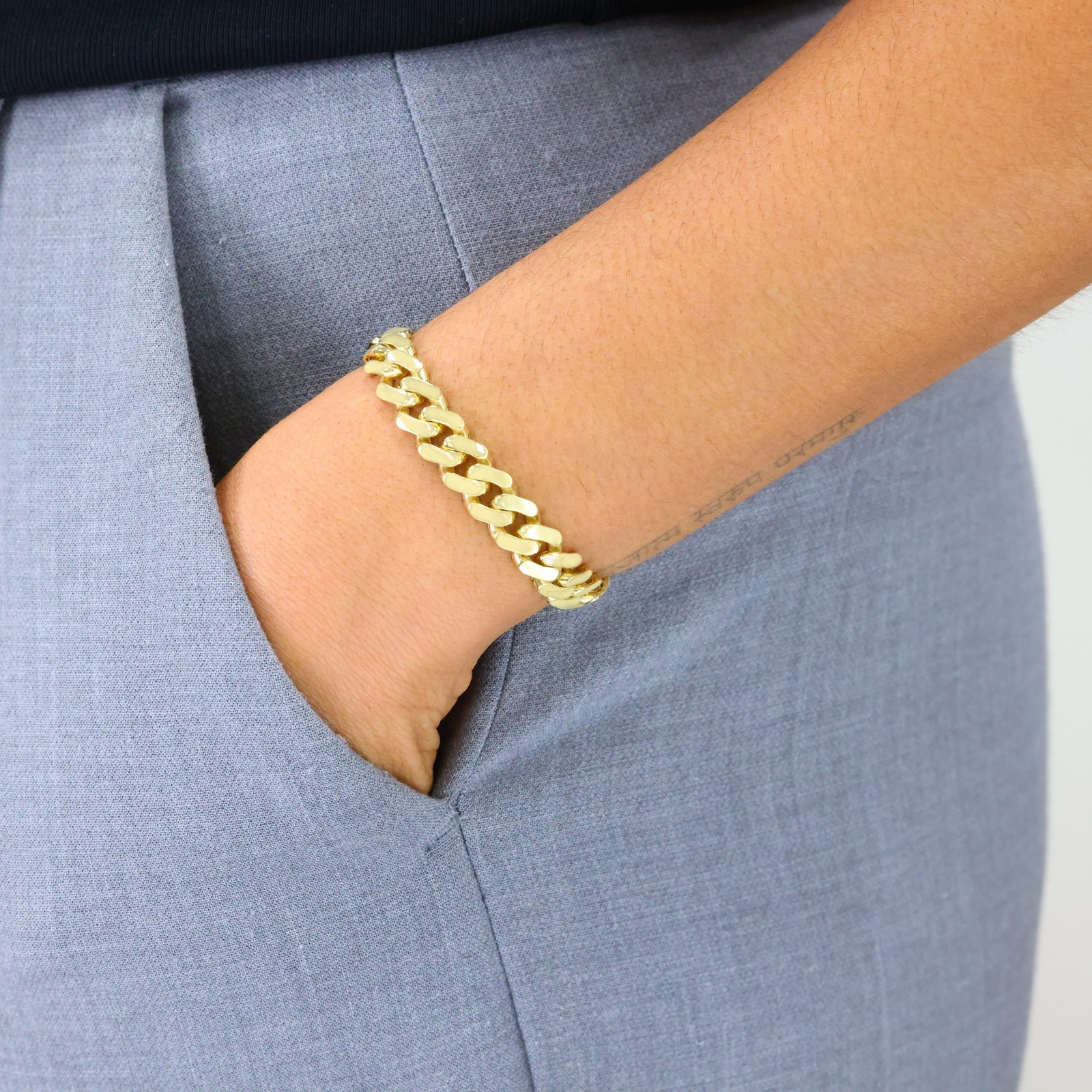 10K Yellow Gold Miami Cuban 9mm Monaco Chain Bracelet Mens Womens 6″ 7″ 8″ 9″