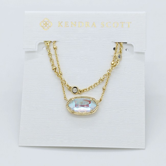 Kendra Scott Elisa Gold Crystal Multi Strand Pendant Necklace in Dichroic Glass