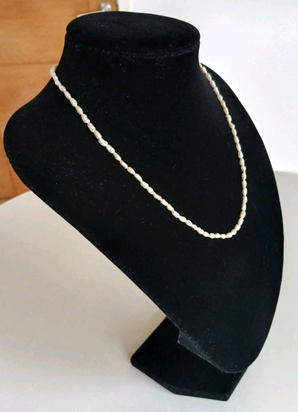 GOLD PLATED STERLING SILVER & WHITE SEED PEARL NECKLACE -HALLMARKED JKa -18 INCH