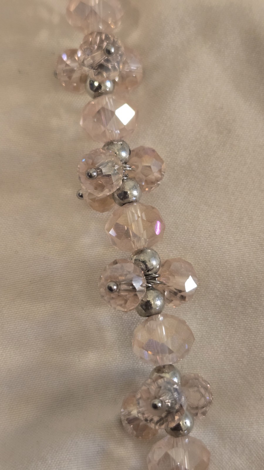 Blue Moon Beads 7in Pink Crystal Flower Dangle Pendant Ball/Bead Chain ZS-002