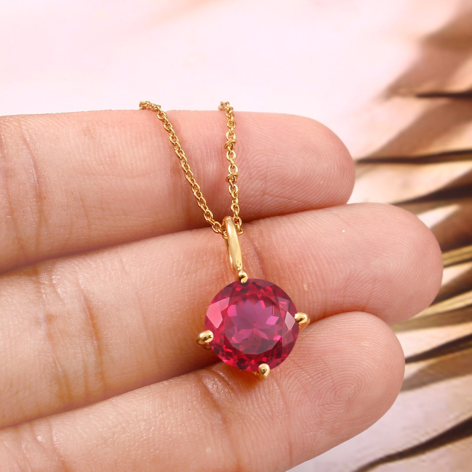 Flawless Mozambique Ruby Pendant Round Gemstone Necklace Blood Red Ruby Jewelry