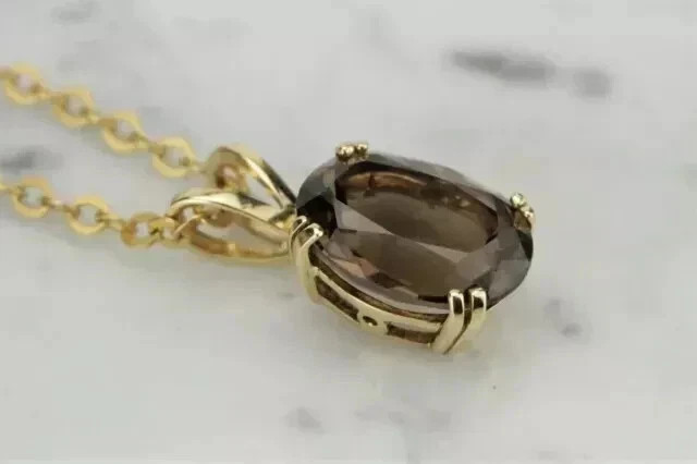 Lab Created Chocolate Diamond 2Ct Oval Cut 14K Yellow Gold Plated Womens Pendant