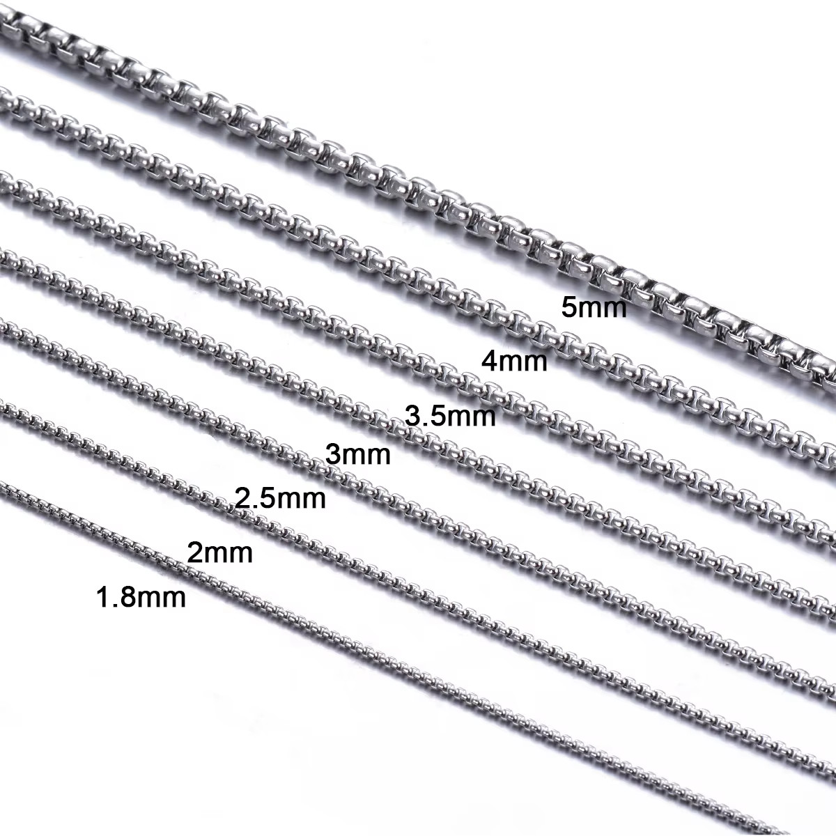 1Pc Stainless Steel Square Rolo Stainless Steel Chain Necklace Round Box Necklac