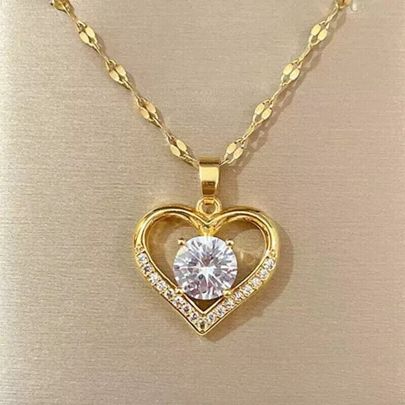Stunning Women’s Pendant 2Ct Round Cut Simulated Diamond 14K Yellow Gold Plated