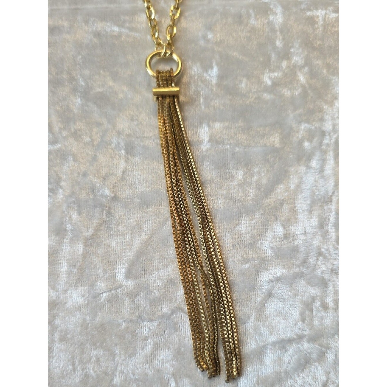 JLO Gold Tassel Pendant Contemporary Necklace