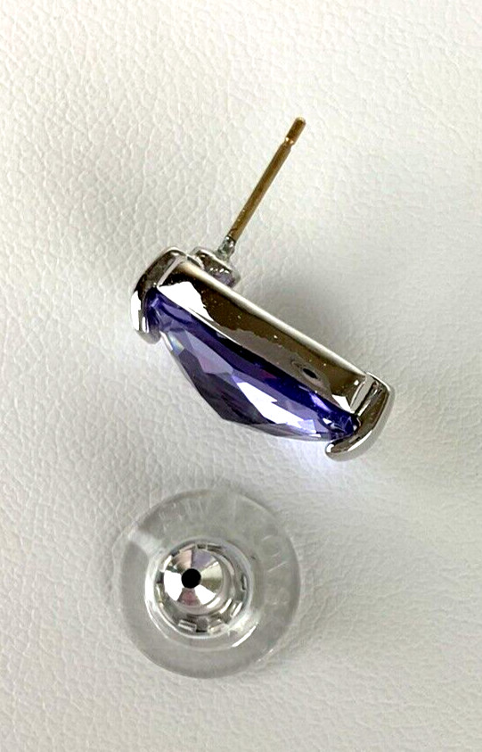 Swarovski Necklace Earrings Silver Tone w Amethyst & Crystal Accents Accent Swan