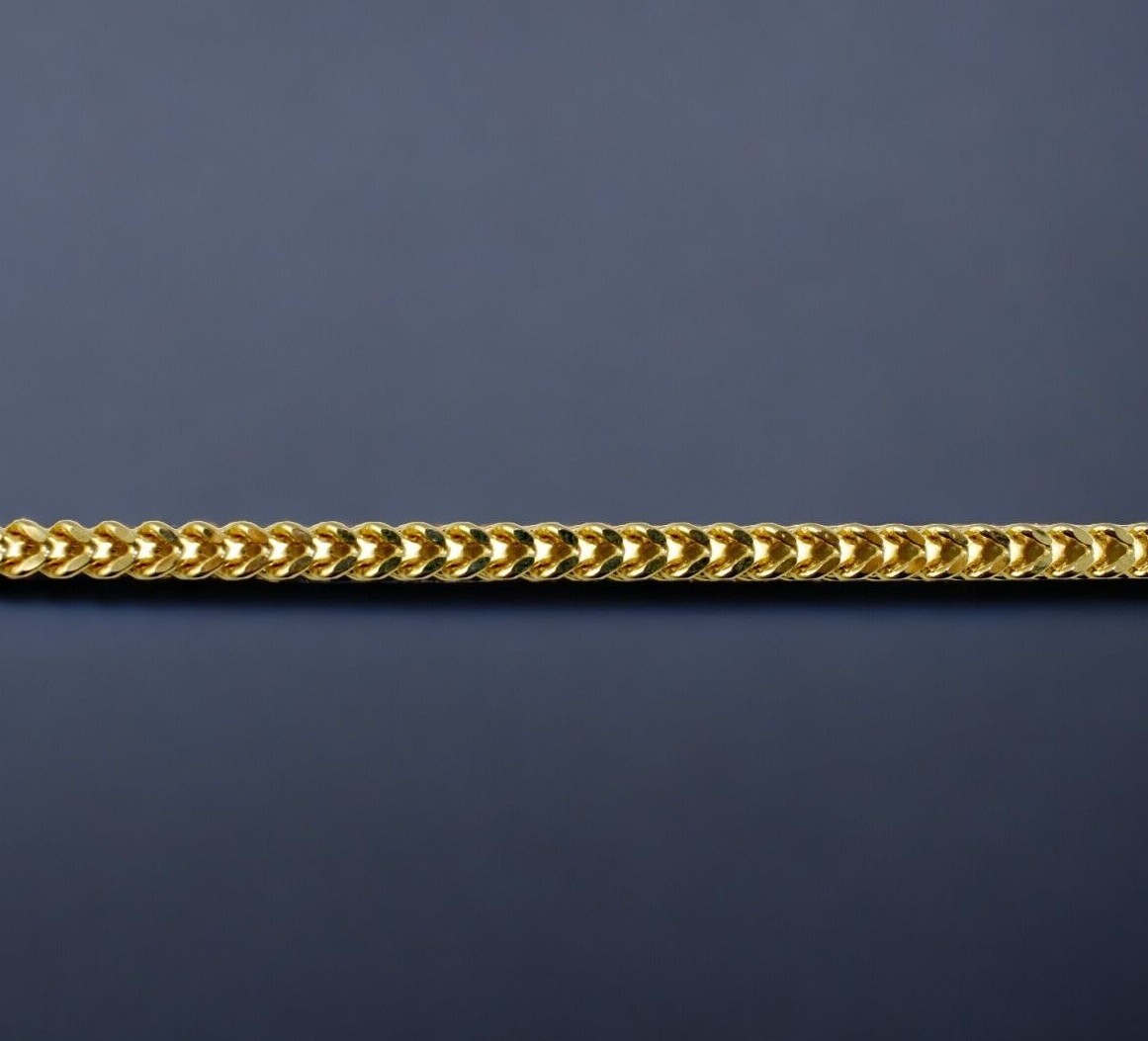 14K Yellow Gold Square Franco Box Necklace Bracelet Chain Real 1mm-8.5mm 7″-30″